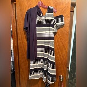 2X Navy Dress with Navy Cardigan